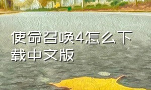 使命召唤4怎么下载中文版