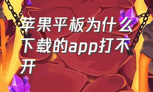 苹果平板为什么下载的app打不开