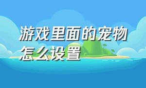 游戏里面的宠物怎么设置（游戏里面的宠物怎么设置隐藏）