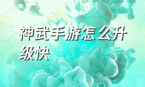 神武手游怎么升级快