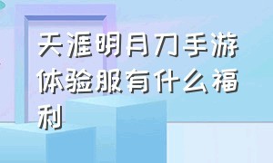 天涯明月刀手游体验服有什么福利