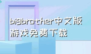 bigbrother中文版游戏免费下载