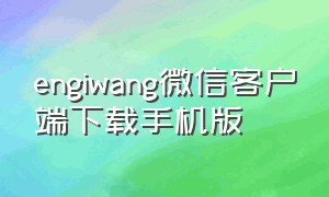 engiwang微信客户端下载手机版（微信pc端3.6.0下载）