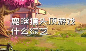 鹿晗猜头顶游戏什么综艺