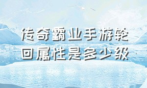 传奇霸业手游轮回属性是多少级（传奇霸业手游道士主要升什么）