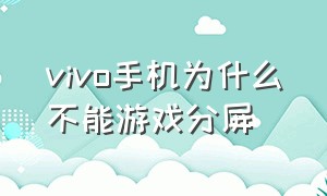 vivo手机为什么不能游戏分屏