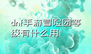 dnf手游冒险团等级有什么用