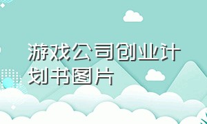 游戏公司创业计划书图片