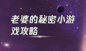 老婆的秘密小游戏攻略