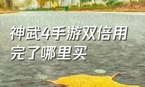 神武4手游双倍用完了哪里买（神武4手游如何退款教程）