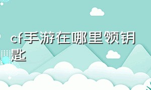 cf手游在哪里领钥匙（cf手游自瞄挂安卓版）