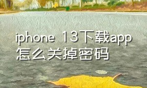 iphone 13下载app怎么关掉密码