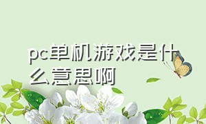 pc单机游戏是什么意思啊