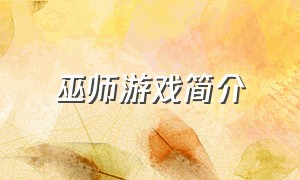 巫师游戏简介