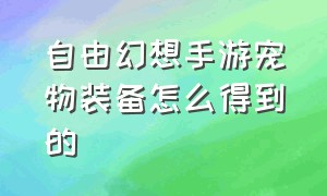 自由幻想手游宠物装备怎么得到的