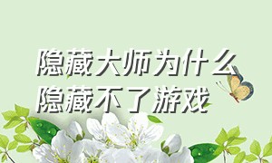 隐藏大师为什么隐藏不了游戏