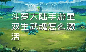 斗罗大陆手游里双生武魂怎么激活