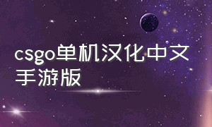 csgo单机汉化中文手游版（cs go手游单机版）