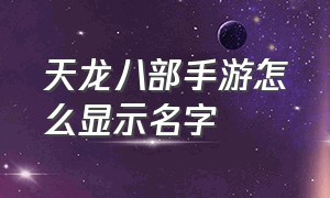 天龙八部手游怎么显示名字