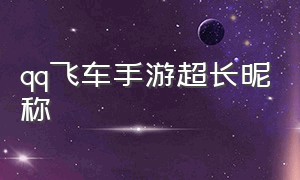 qq飞车手游超长昵称