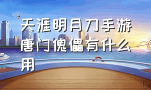 天涯明月刀手游唐门傀儡有什么用