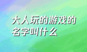 大人玩的游戏的名字叫什么