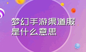 梦幻手游渠道服是什么意思