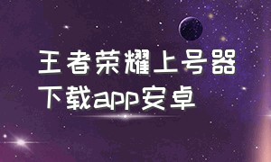 王者荣耀上号器下载app安卓