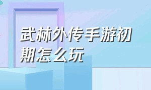 武林外传手游初期怎么玩