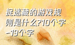 捉迷藏的游戏规则是什么?10个字∽19个字