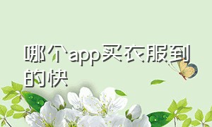 哪个app买衣服到的快（哪个app买衣服便宜又质量好）