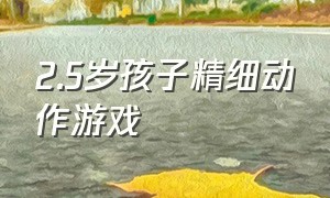 2.5岁孩子精细动作游戏（2岁孩子精细动作的游戏）