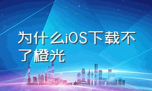 为什么iOS下载不了橙光