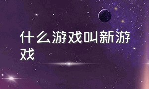 什么游戏叫新游戏（现在有什么新游戏）