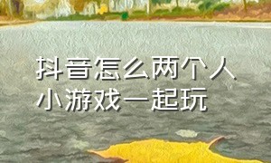 抖音怎么两个人小游戏一起玩（怎么跟抖音好友一起玩抖音小游戏）