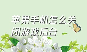 苹果手机怎么关闭游戏后台