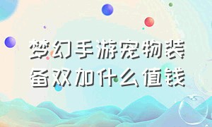 梦幻手游宠物装备双加什么值钱（梦幻手游 宠物装备）