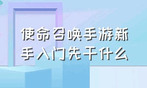 使命召唤手游新手入门先干什么