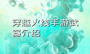 穿越火线手游武器介绍