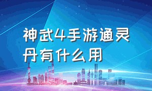 神武4手游通灵丹有什么用