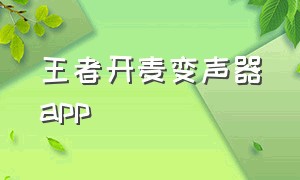 王者开麦变声器app