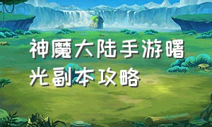 神魔大陆手游曙光副本攻略