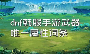 dnf韩服手游武器唯一属性词条