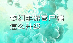 梦幻手游客户端怎么升级