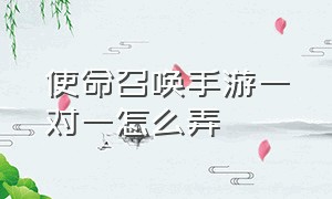 使命召唤手游一对一怎么弄