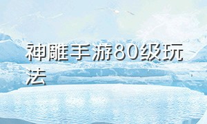 神雕手游80级玩法