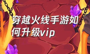 穿越火线手游如何升级vip