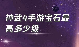 神武4手游宝石最高多少级