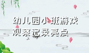 幼儿园小班游戏观察记录亮点