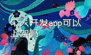 个人开发app可以上架吗